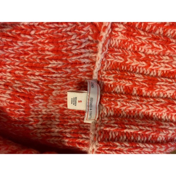 GAP Marled Orange Cream Shawl Collar Wool Blend Cottagecore Cardigan Sweater Sm - Picture 8 of 9